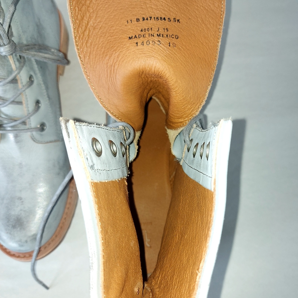Frye Veronica Combat Boot Mid-Calf Laceup Women Size 11 Silver Burnished Leather - Picture 12 of 16